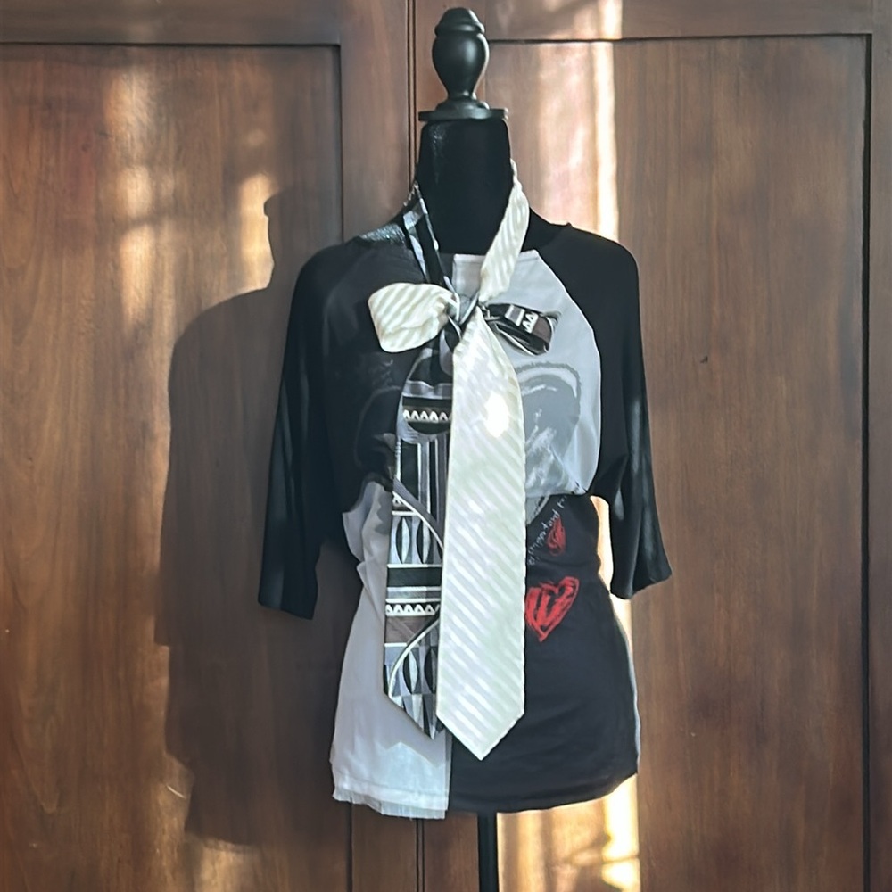 Upcycled Vintage Ties Scarf - Annie Hall Vibes 2 - Picture 5 of 7